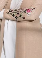 Vêtements hijab BEIGE T 19102 Lafaba- Kol Kısmı Nakış Detaylı Penye Hırka