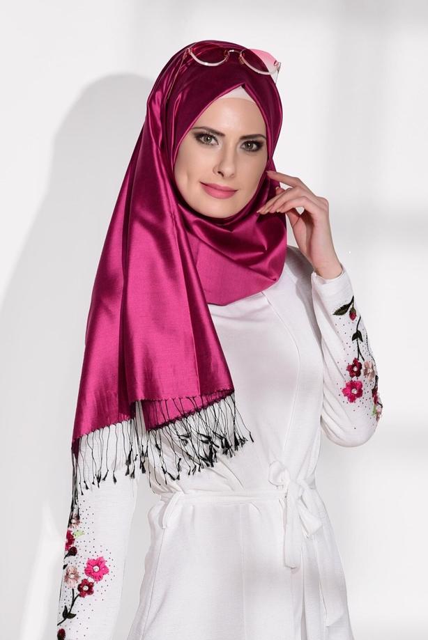 Hijab clothing  T 19102 Lafaba- Kol Kısmı Nakış Detaylı Penye Hırka - TRENDTESETTÜR