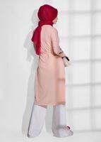 Tesettür giyim PUDRA KOL KISMI NAKIŞ DETAYLI HIRKA 19102