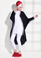 Tesettür giyim SİYAH ŞERİT DETAYLI SALAŞ HIRKA 32661 