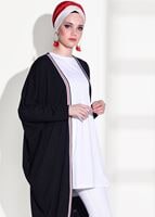 Tesettür giyim SİYAH ŞERİT DETAYLI SALAŞ HIRKA 32661 