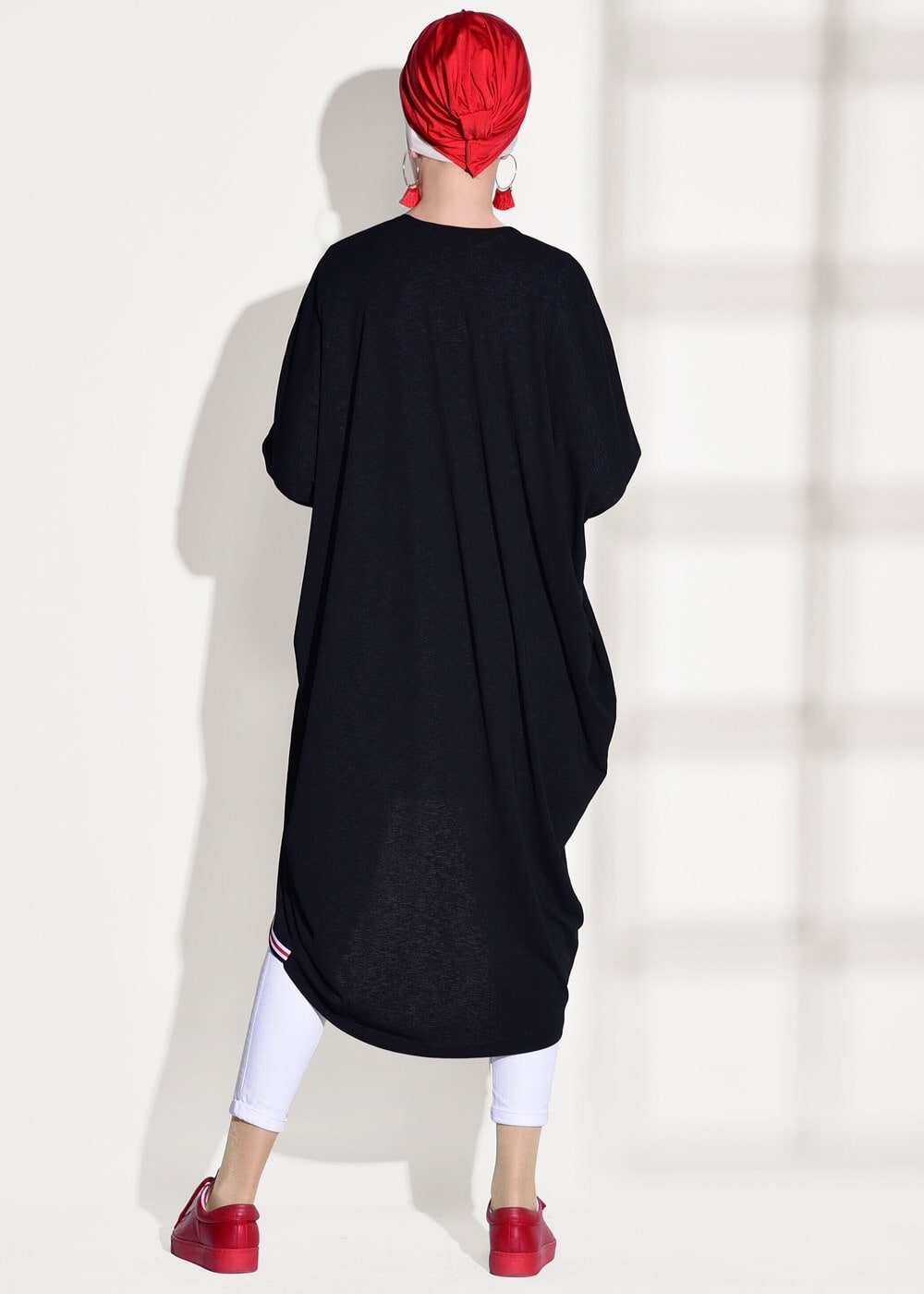 Tesettür giyim SİYAH ŞERİT DETAYLI SALAŞ HIRKA 32661 