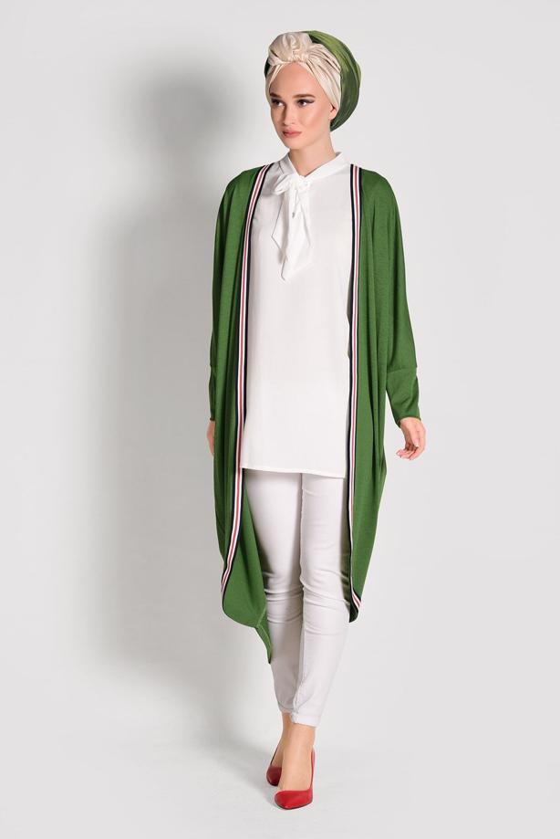 Tesettür giyim  ŞERİT DETAYLI SALAŞ HIRKA 32661  - TRENDTESETTÜR