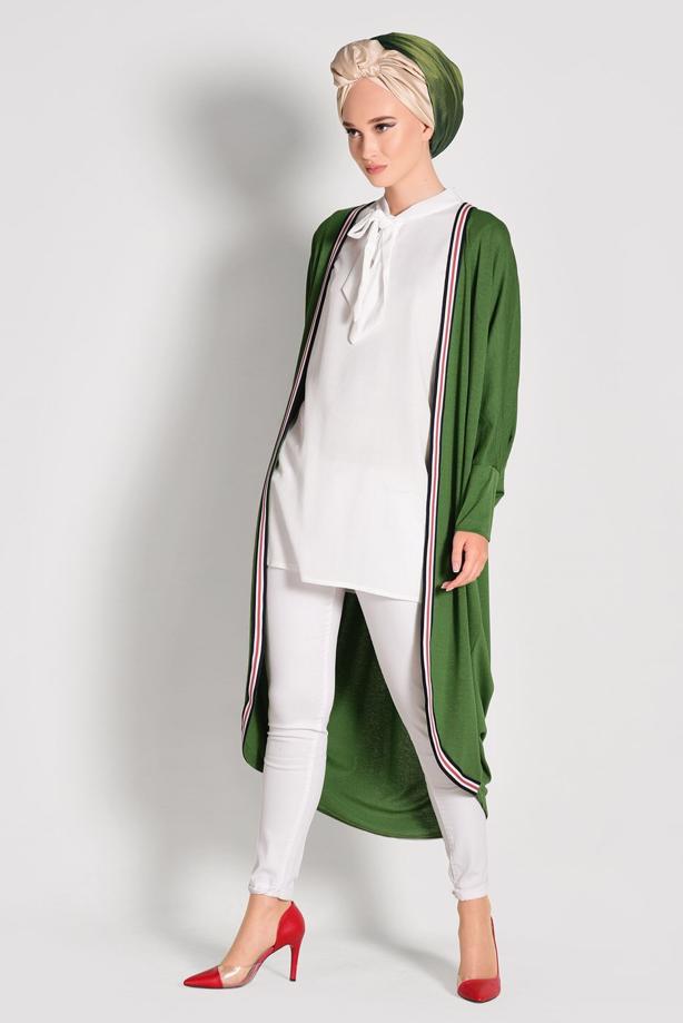 Tesettür giyim  ŞERİT DETAYLI SALAŞ HIRKA 32661  - TRENDTESETTÜR