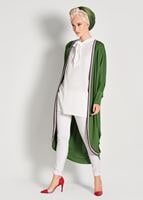 Tesettür giyim YEŞİL ŞERİT DETAYLI SALAŞ HIRKA 32661 