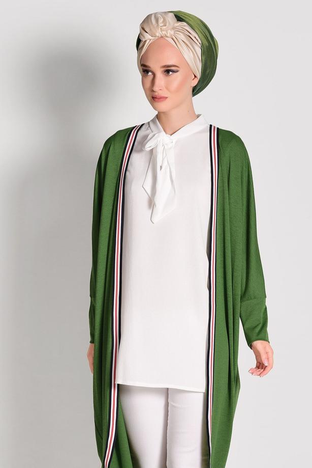 Tesettür giyim  ŞERİT DETAYLI SALAŞ HIRKA 32661  - TRENDTESETTÜR