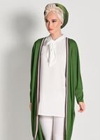 Tesettür giyim YEŞİL ŞERİT DETAYLI SALAŞ HIRKA 32661 