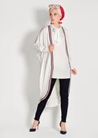 Tesettür giyim EKRU ŞERİT DETAYLI SALAŞ HIRKA 32661 