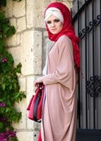 Tesettür giyim PUDRA ŞERİT DETAYLI SALAŞ HIRKA 32661 