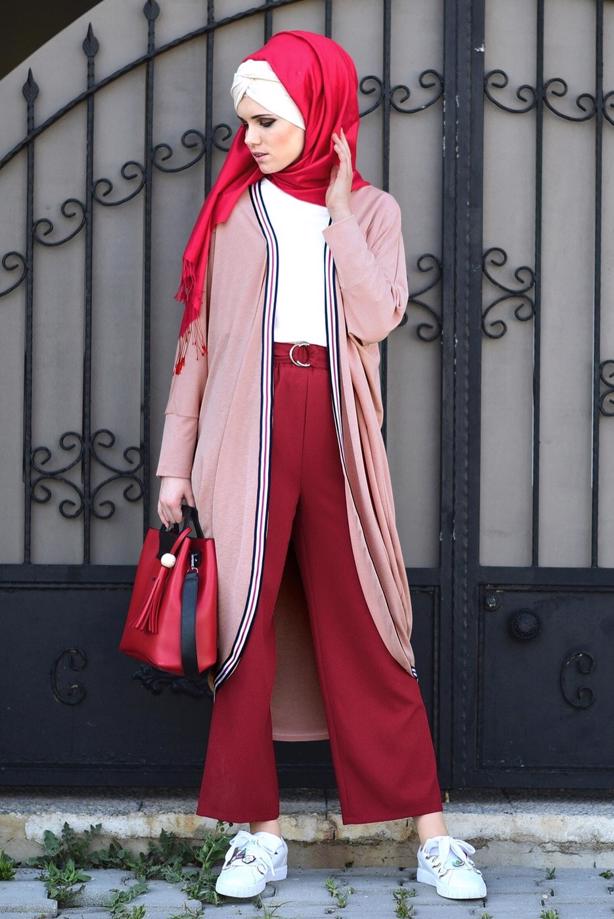 Tesettür giyim  ŞERİT DETAYLI SALAŞ HIRKA 32661  - TRENDTESETTÜR