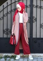 Tesettür giyim PUDRA ŞERİT DETAYLI SALAŞ HIRKA 32661 