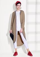 Tesettür giyim KAHVE ŞERİT DETAYLI SALAŞ HIRKA 32661 