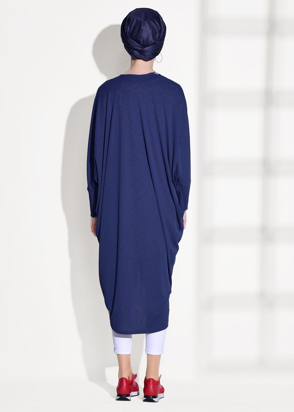 Tesettür giyim LACİVERT ŞERİT DETAYLI SALAŞ HIRKA 32661 