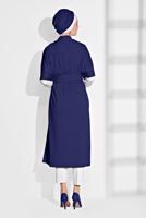 Tesettür giyim LACİVERT KEMER DETAYLI UZUN HIRKA 44761