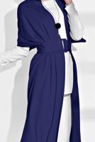 Tesettür giyim LACİVERT KEMER DETAYLI UZUN HIRKA 44761