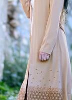 Tesettür giyim BEJ ETEK UCU GÜPÜR DETAYLI HIRKA 48102