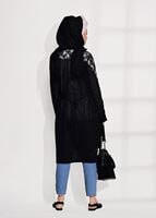 Tesettür giyim SİYAH GÜPÜR DETAYLI PENYE HIRKA 72081 