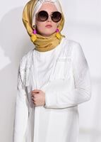 Tesettür giyim EKRU GÜPÜR DETAYLI PENYE HIRKA 72081 