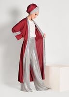 Tesettür giyim KIRMIZI SİMLİ ŞERİT DETAYLI HIRKA 75571