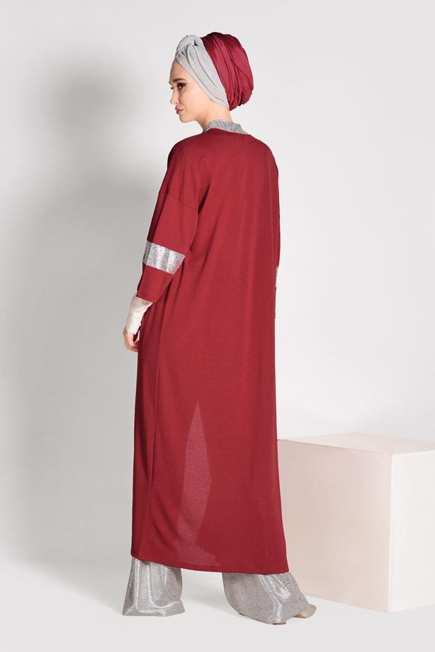 Tesettür giyim  SİMLİ ŞERİT DETAYLI HIRKA 75571 - TRENDTESETTÜR