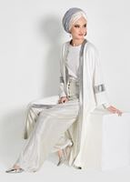 Tesettür giyim EKRU SİMLİ ŞERİT DETAYLI HIRKA 75571