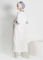 Tesettür giyim EKRU SİMLİ ŞERİT DETAYLI HIRKA 75571