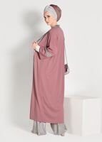 Tesettür giyim PEMBE SİMLİ ŞERİT DETAYLI HIRKA 75571
