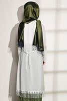 Tesettür giyim KREM DESENLİ UZUN HIRKA 81202 