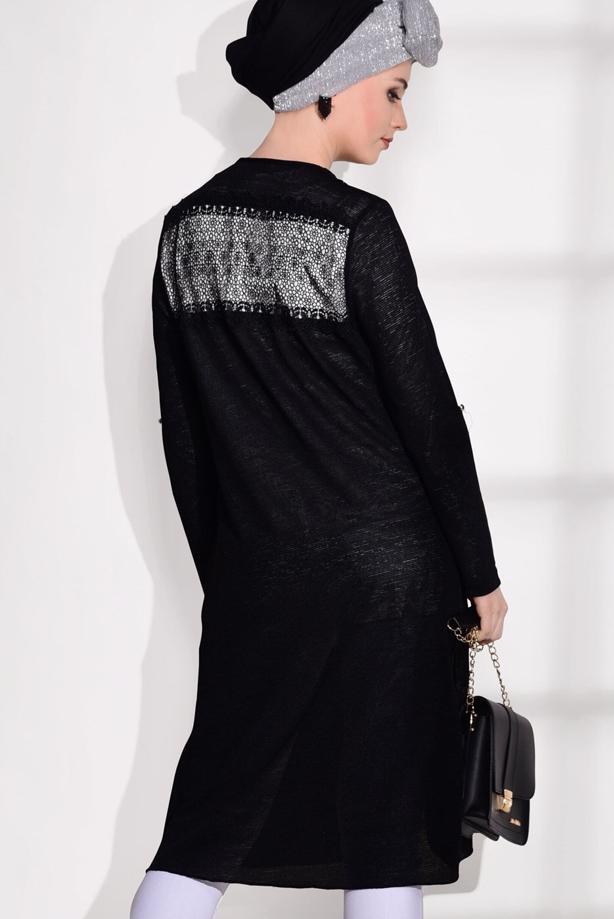 Tesettür giyim  BONCUK İŞLEMELİ PENYE HIRKA 87102  - TRENDTESETTÜR