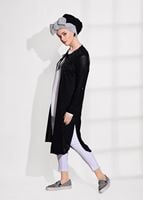 Tesettür giyim SİYAH BONCUK İŞLEMELİ PENYE HIRKA 87102 