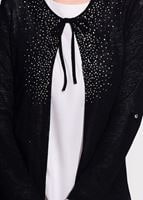 Tesettür giyim SİYAH BONCUK İŞLEMELİ PENYE HIRKA 87102 