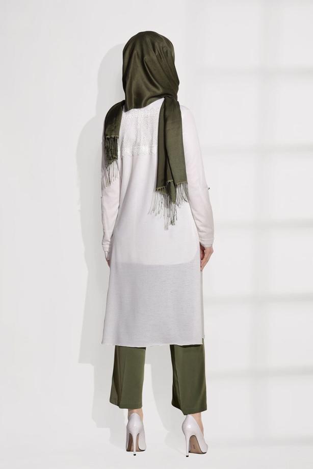 Tesettür giyim  BONCUK İŞLEMELİ PENYE HIRKA 87102  - TRENDTESETTÜR