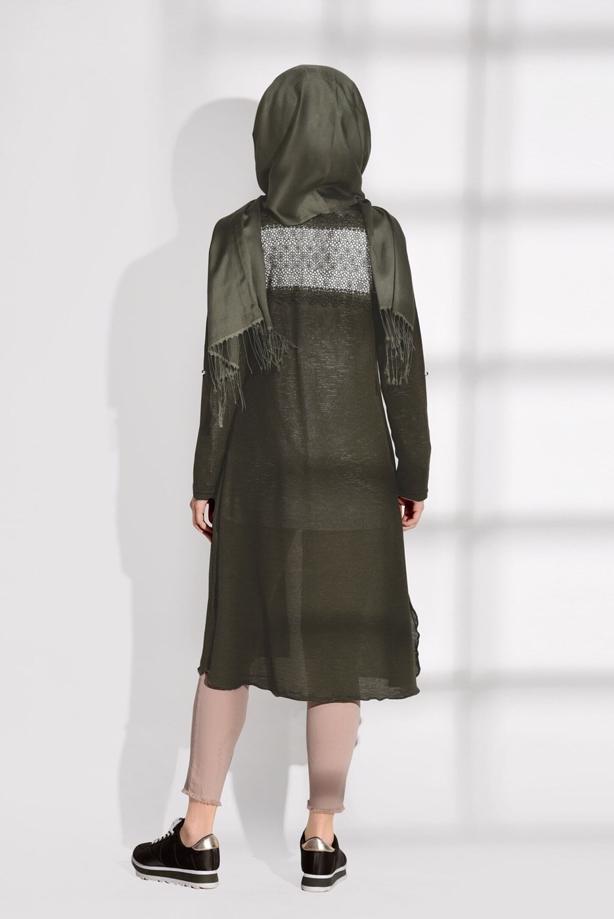 Vêtements hijab  BEAD EMBROIDERED COMBED COTTON CARDIGAN 87102  - TRENDTESETTÜR