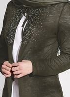 Vêtements hijab KAKI CARDIGAN COTON PEIGNE BRODÉ DE PERLES 87102