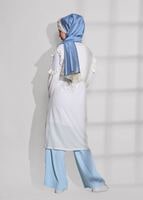 Vêtements hijab CRÈME CARDIGAN EN COTON PEIGNE AVEC DÉTAIL TULLE 92081