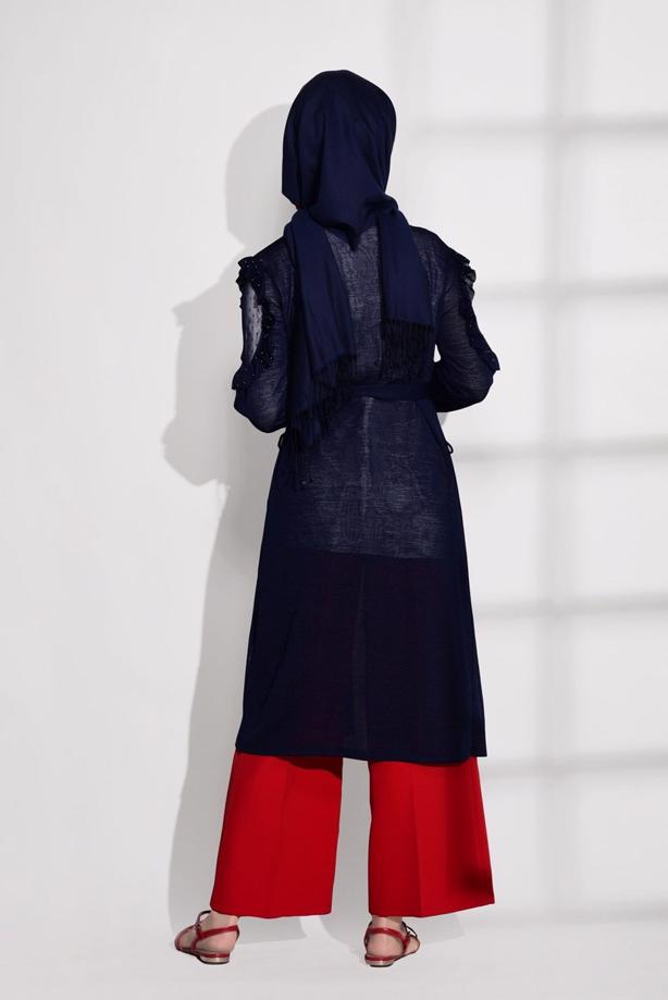 Vêtements hijab  TULLE DETAIL COMBED COTTON CARDIGAN 92081  - TRENDTESETTÜR