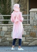 Tesettür giyim PUDRA KOL KISMI TÜL DETAYLI PENYE HIRKA 92081 
