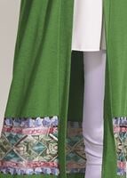 Tesettür giyim YEŞİL T 92171 İkoll- Dantel Detaylı Kuşaklı Hırka