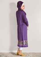 Tesettür giyim MOR T 92171 İkoll- Dantel Detaylı Kuşaklı Hırka