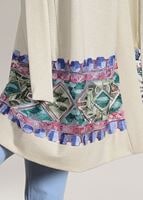 Tesettür giyim BEJ T 92171 İkoll- Dantel Detaylı Kuşaklı Hırka