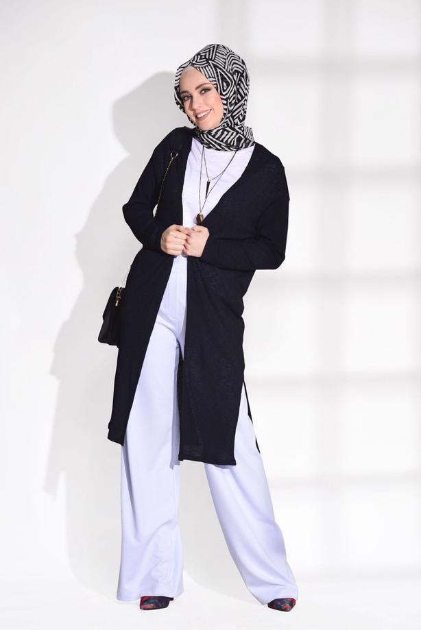 Vêtements hijab  SLIT DETAIL BOOTH CARDIGAN 037  - TRENDTESETTÜR