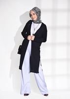 Vêtements hijab NOIR CARDIGAN À MANCHES DÉTAILLÉES SUR LES CTÉS 037