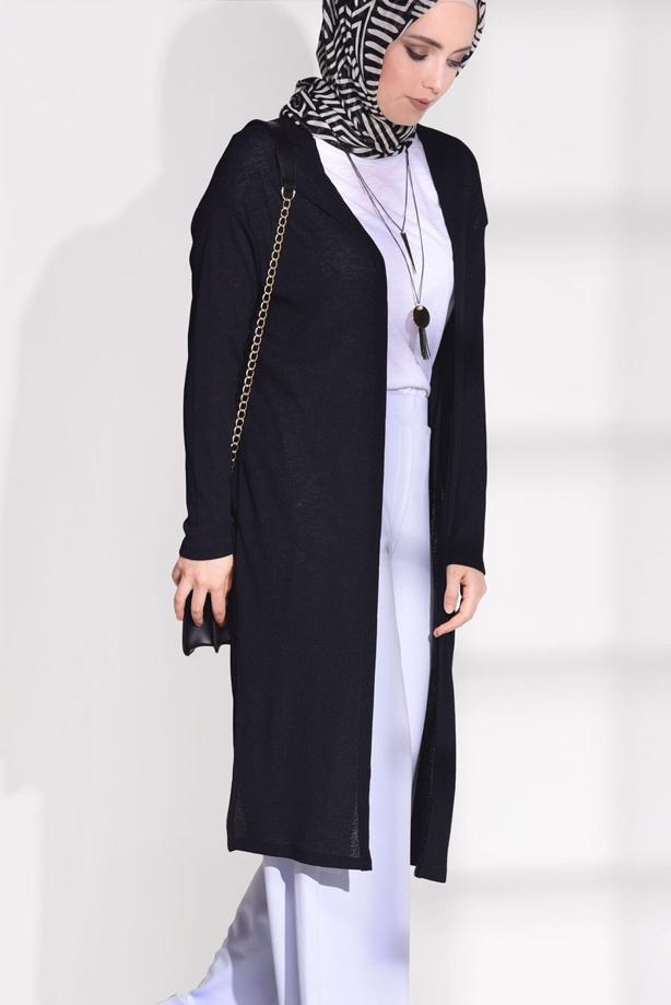 Vêtements hijab  SLIT DETAIL BOOTH CARDIGAN 037  - TRENDTESETTÜR