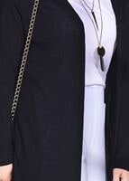 Hijab clothing BLACK SLIT DETAIL BOOTH CARDIGAN 037 