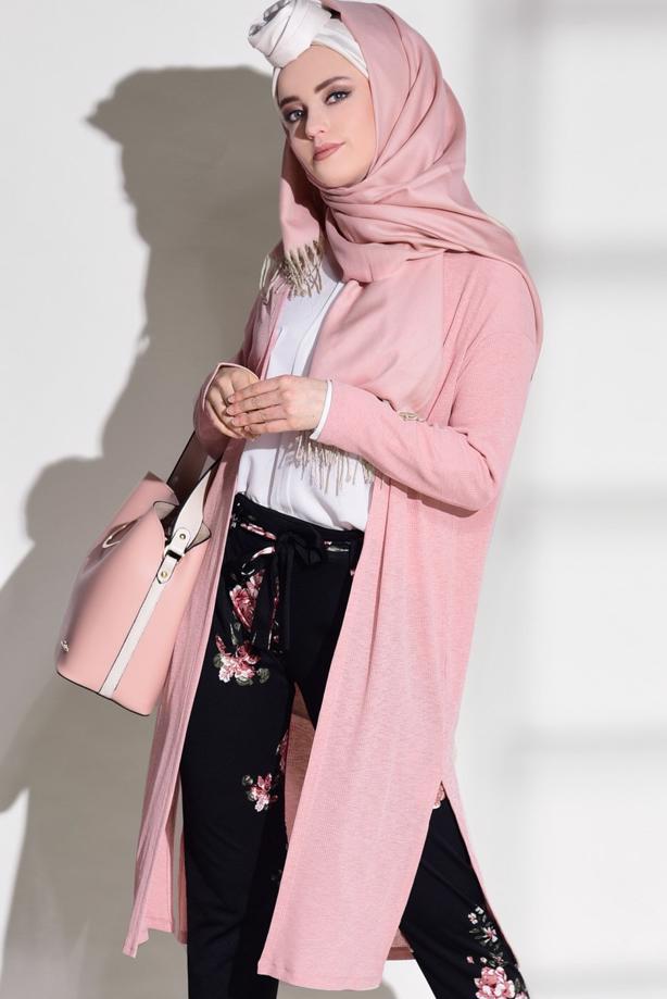 Vêtements hijab  SLIT DETAIL BOOTH CARDIGAN 037  - TRENDTESETTÜR