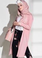 Hijab clothing POWDER SLIT DETAIL BOOTH CARDIGAN 037 