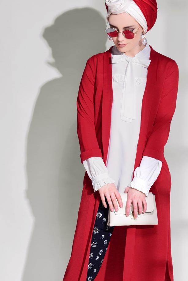 Vêtements hijab  SLIT DETAIL CARDIGAN 124  - TRENDTESETTÜR