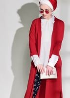 Vêtements hijab ROUGE CARDIGAN À DÉTAILS FENTES 124