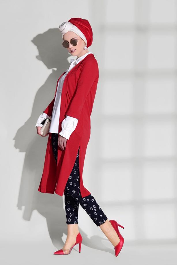 Vêtements hijab  SLIT DETAIL CARDIGAN 124  - TRENDTESETTÜR