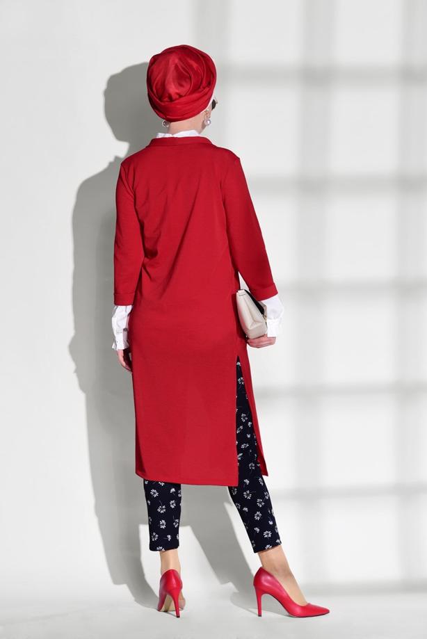 Vêtements hijab  SLIT DETAIL CARDIGAN 124  - TRENDTESETTÜR